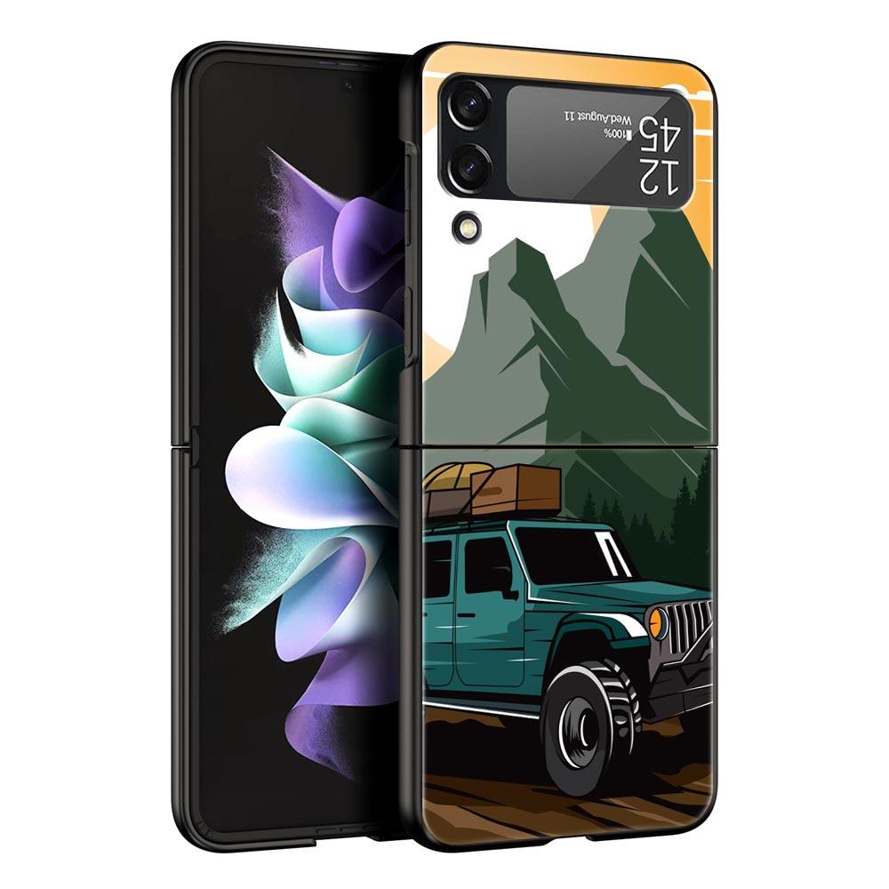 Чехол для телефона в стиле японского дрейфа JDM Sports Car для Samsung Galaxy Z Flip 3 4 5, черный, складной, жесткий, из поликарбоната, защитный чехол
