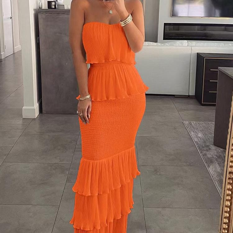 Women Summer Dress Sweet Chiffon Suspender Temperament French Gentleness Elegant Feeling Ruffle Cake Fairy Dress D3227