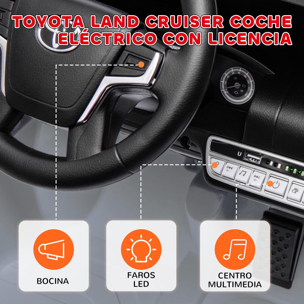Kids Electric Car +3 Years Toyota LAND CRUISER with 12V Battery Remote Control and MP3 Music Gray