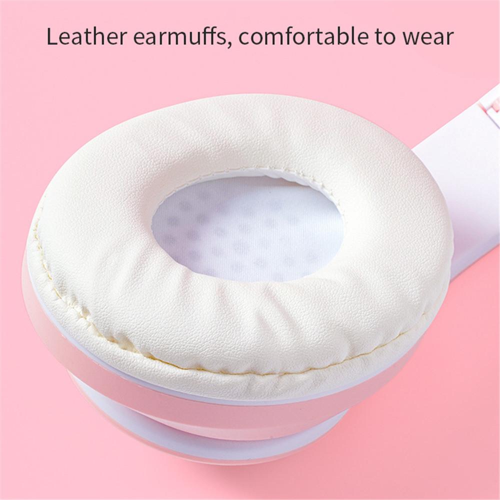 Cute Cat Ear Headphones Bluetooth 5.0 Wireless Game Headset Bass Noise Cancelling Stereo HiFi Music Support TF Card Casco Mic Girl Gift Pink