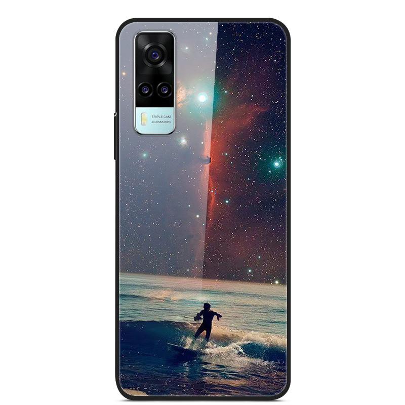 Tempered Glass Case For Vivo Y31 Y51 Case Soft Silicome Bumper For Vivo Y51 Y31 Phone Case Hard Glass Back Cover Y 31 Y 51 Funda