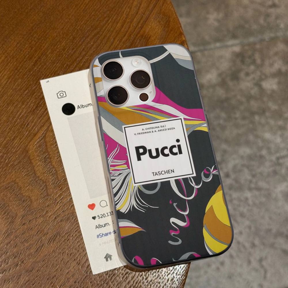 E-Emilio Logo Pucci For IPhone 17 16 15 11 12 13 14 Pro Max Plus Pro Corrugated Translucent Back Phone Cover