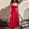 Летние повседневные сексуальные платья без рукавов, женские милые элегантные вечерние клубные длинные платья, женское сексуальное трапециевидное платье с разрезом на шнуровке, красное платье 331