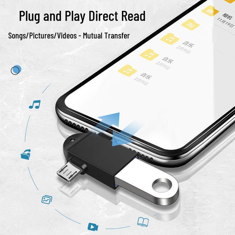 Двухсторонний OTG-адаптер для Android 3.0: Многофункциональный конвертер Type-C на USB с ремешком.