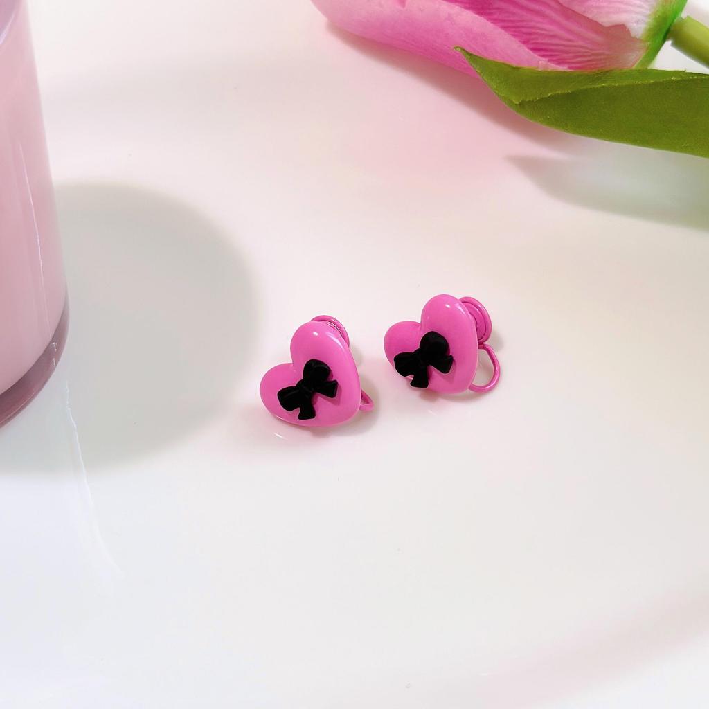 Черно-розовые серьги-бантики в стиле хип-хоп с дизайном в виде сердца и противомоскитной спирали