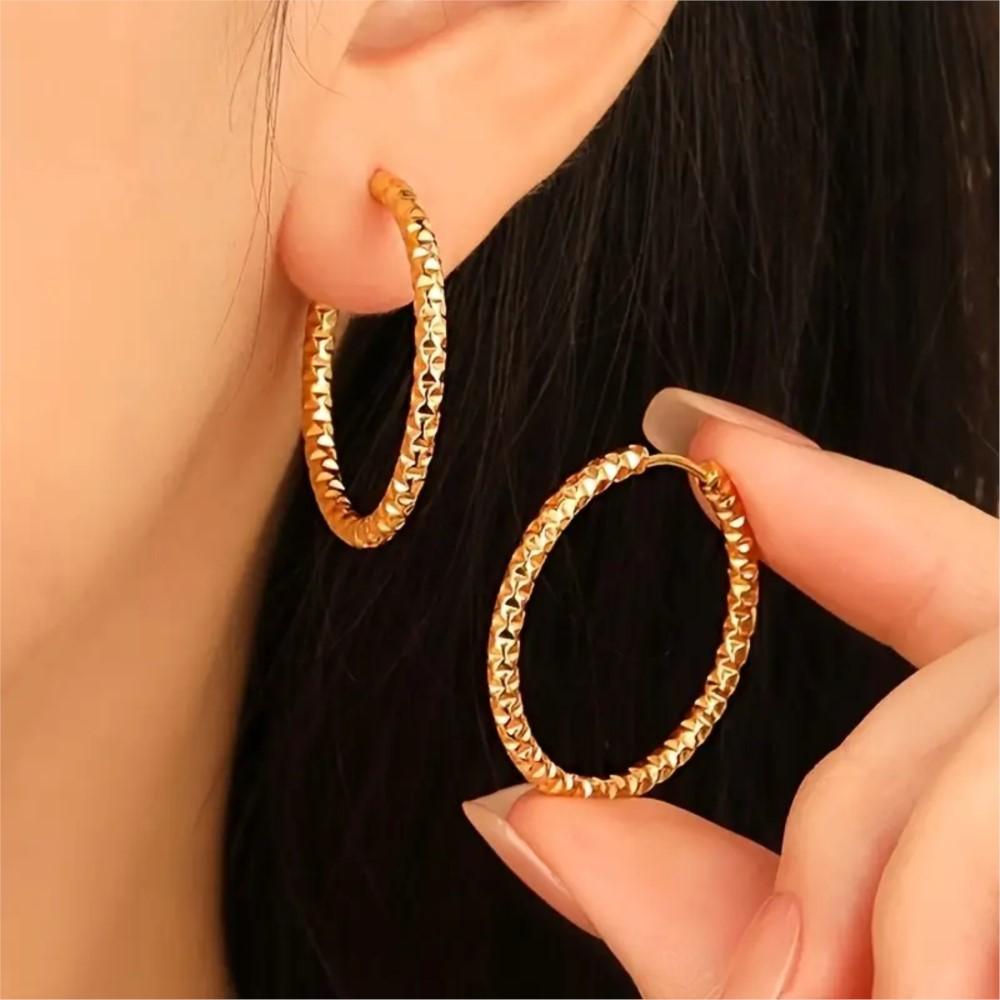 316L Stainless Steel Punk Exaggerated Hoop Earrings for Women Retro Golden Hypoallergenic Party Jewelry Gifts