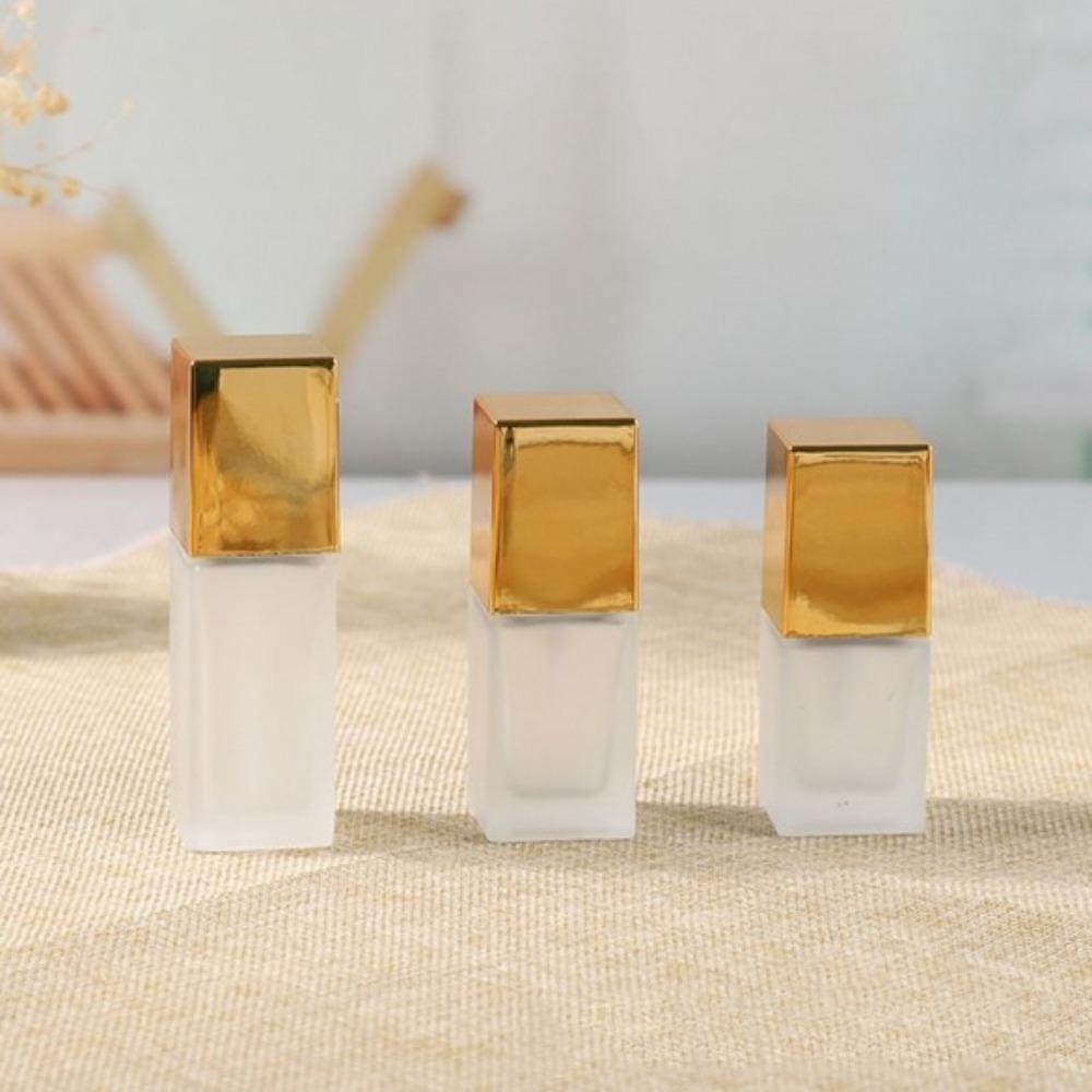 Glass Isolation Cream Packaging Bottle Transparent Square Liquid Foundation Bottle Split Bottle