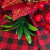 Christmas Wreath Decoration Red Artificial Poinsettias Buffalo Plaid Wreath With Star/Tree Ornament