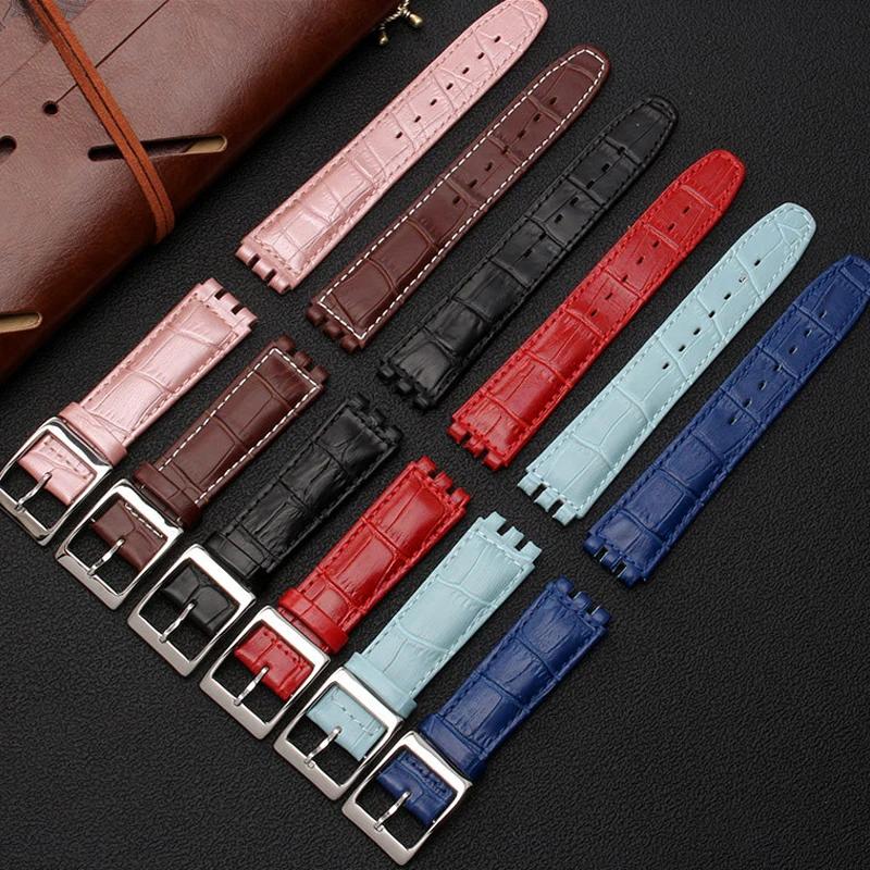 Ремешок для Swatch из натуральной кожи Мужской Женский 17мм 19мм Влагостойкий Браслет Высококачественный Ремень Аксессуары для часов