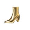 Gold Silver Women Mid Calf Boots High Heel Small Big Size 32 46