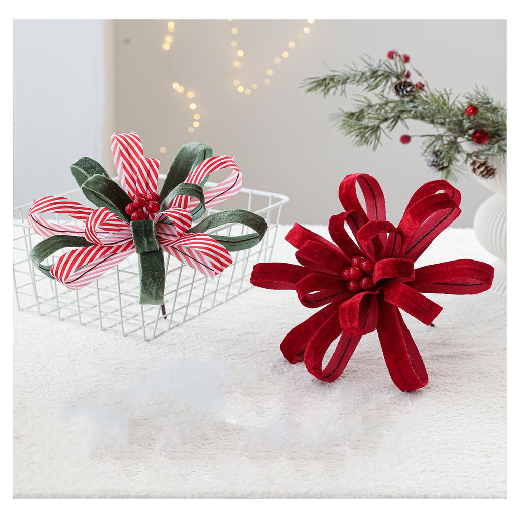 Рождественские тканевые ленты с цветами, Цветочные композиции с красными ягодами, Высококачественные роскошные тканевые рождественские украшения, Искусственные цветы