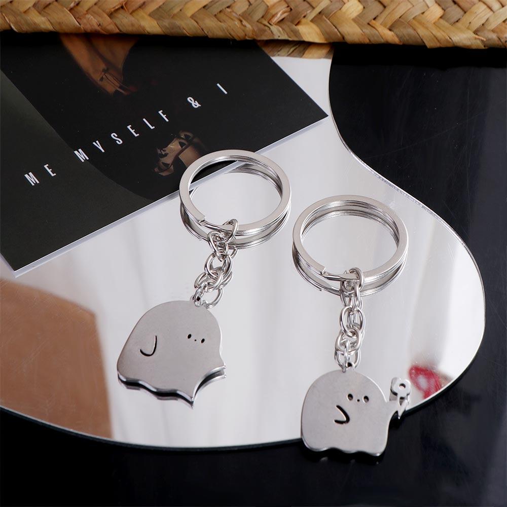 Matching Couple Keyring Cartoon Lovers Keychain Funny Ghost Key Chains School Bag