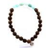 Stones and Minerals. Amazonite Bracelet from Brazil + 8 Mm Wooden Beads. Made In France.