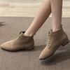 Shoes for Women Hot Sale Winter Women's Boots Mid-Calf Solid Color Pointed Toe Flock Mid Heel Lace Up Zapatillas De Mujer