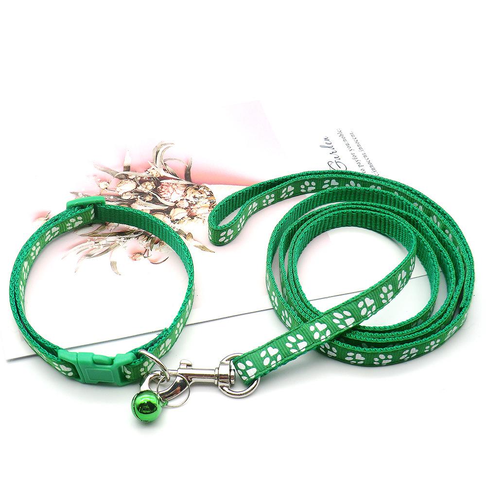 Colorful Pet Leash & Paw Print Collar Set for Dogs and Cats