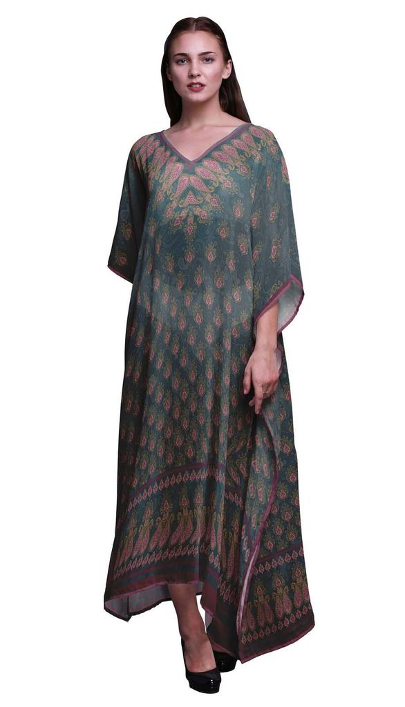 Phagun Floral & Paisley Ladies Kaftan Holiday Loungewear Maxi Dress Beach