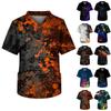 Men's Printing Short Sleeve V-neck Working Blouse Chest Pocket Carer Top