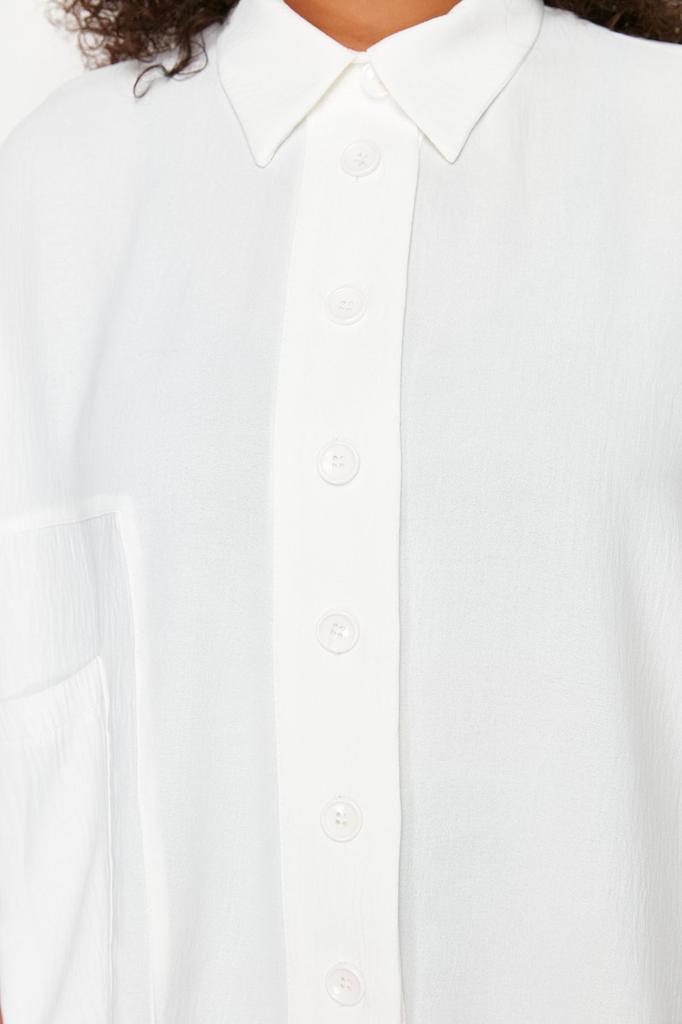 Женская рубашка больших размеров Белая тканая рубашка