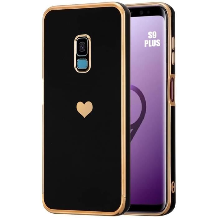 Case - Samsung - Galaxy S9 Plus - Black TPU - Heart Pattern - Shockproof Anti-Scratch