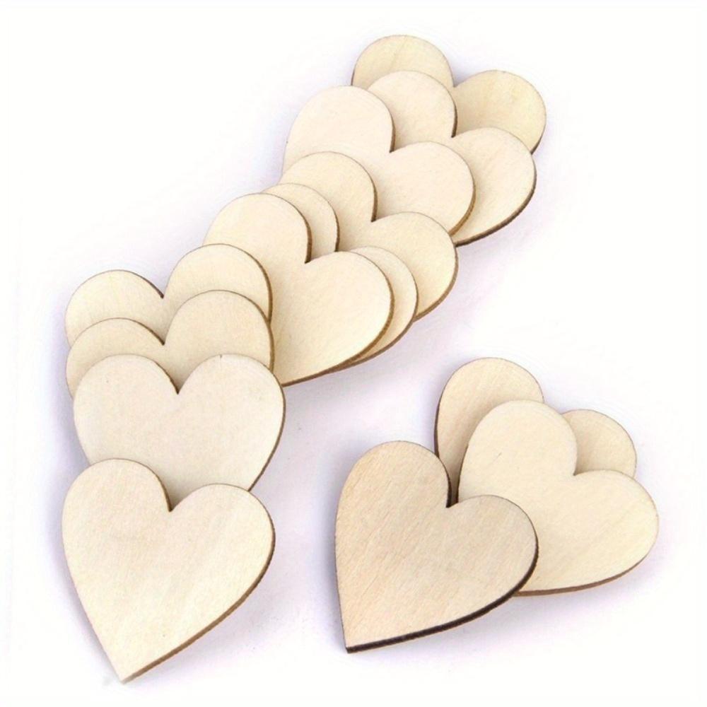 Lot De 50pcs 40mm Embellissement Forme De Coeur En Bois Pour Artisanat Décoration De Mariage