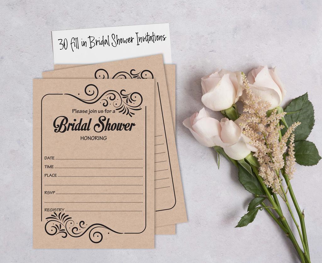Inkdotpot 30A Fill in Style KraftA Fill-In Style Bridal Shower Invitations Wedding Blank