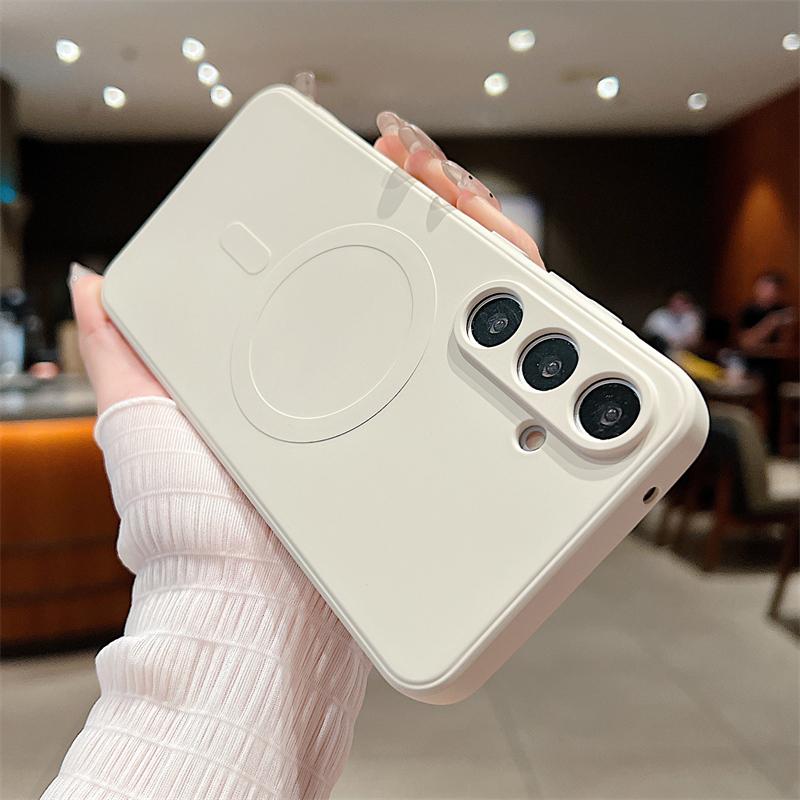 Liquid Silicone For Magsafe Wireless Charge Magnetic Case For Samsung S25 S24 S23FE S22 Plus Ultra A55 A15 A35 A05 Soft Cover