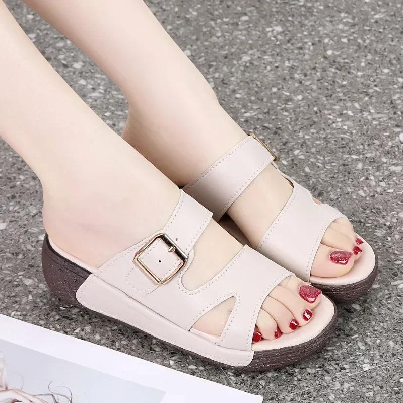 Женские ретро-римские тапочки, летние, новые, мягкие, легкие, удобные, нескользящие, сандалии с пряжкой на ремне, повседневная пляжная обувь для отдыха на природе