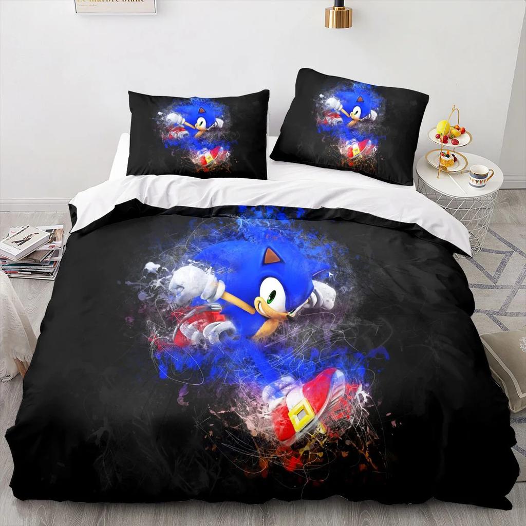 ГОРЯЧЕЕ 2/3-местное постельное белье Аниме для S-Sonic Дети Мальчик Девочка Украшение Спальни Односпальное/Двуспальное/Квин Size Большой Размер Подарок