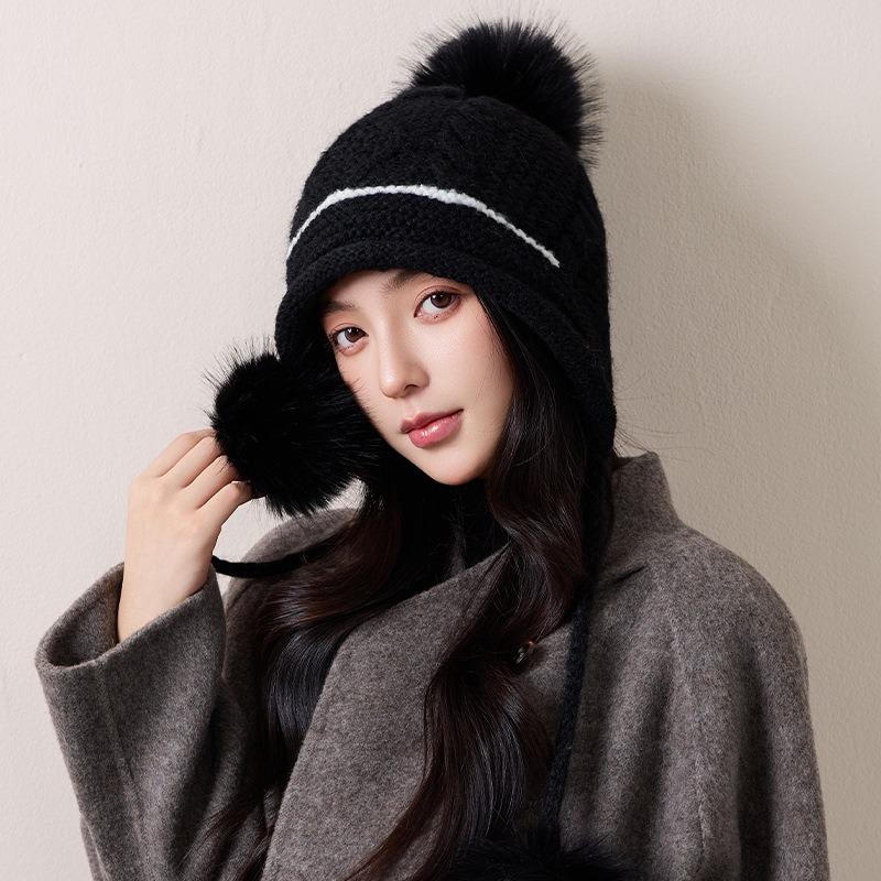Women S Sweet Korean Style Knit Hat Earflap Pullover Warm Winter Hat