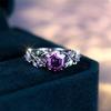 Purple Inlaid Hexagon Cubic Zirconia Ring for Women Vintage Delicate Silver Color Wedding Ring Jewelry Gift