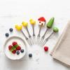6Pcs Creative Stainless Steel Cake Fork Reusable Cute Fruit Forks  Coffee Stirring