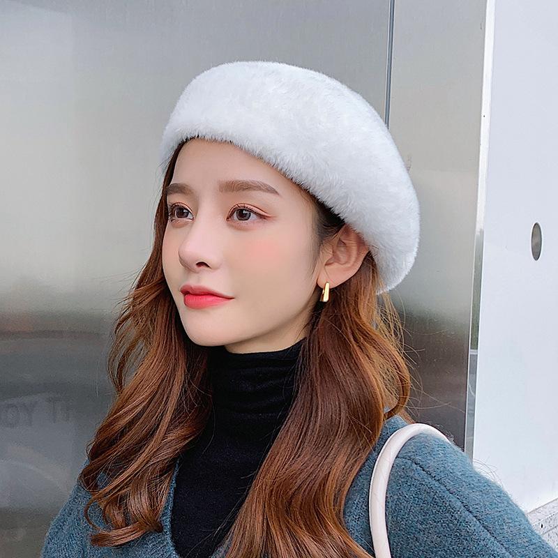 Imitation Mink Women Autumn and Winter Beret British Fashion Trendy New Painter Hat Spring and Autumn Bud Hat