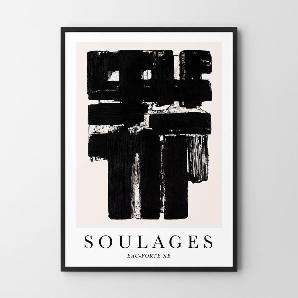 Plakat abstrakcja czarnobiała soulages