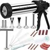 Stainless Steel 2.1 LB Large Capacity Jerky Gun Kits, 12-Piece Professional Jerky Maker, Jerky Cannon for Women Men
