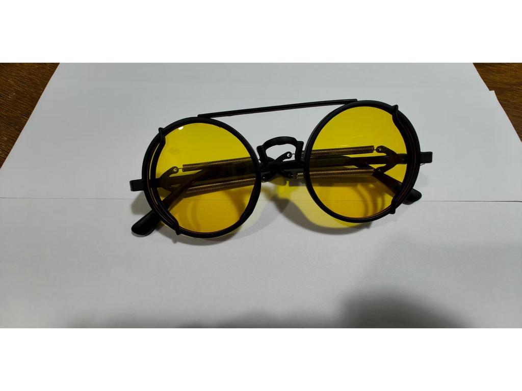 Солнцезащитные очки в круглой оправе с двойным лучом в европейской и американской оправе и цветными пружинными ножками