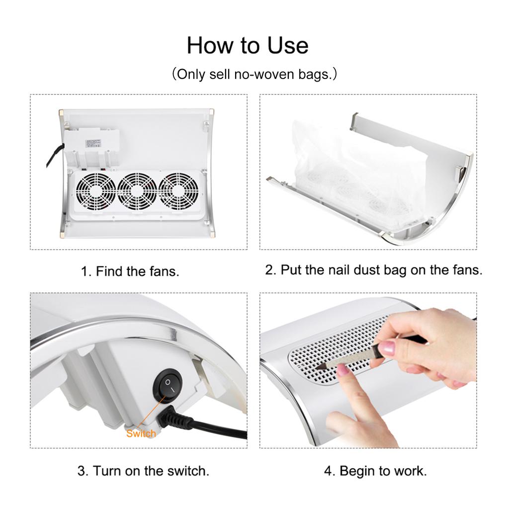 10Pcs Non woven Replacement Bags For Nail Art Dust Suction Collector Nail Dust Suction Collector Bag Nail Vacuum