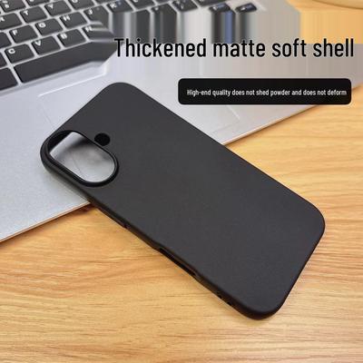 Черный Матовый Силиконовый Чехол для iPhone 16 PM, Прочный и Утолщенный