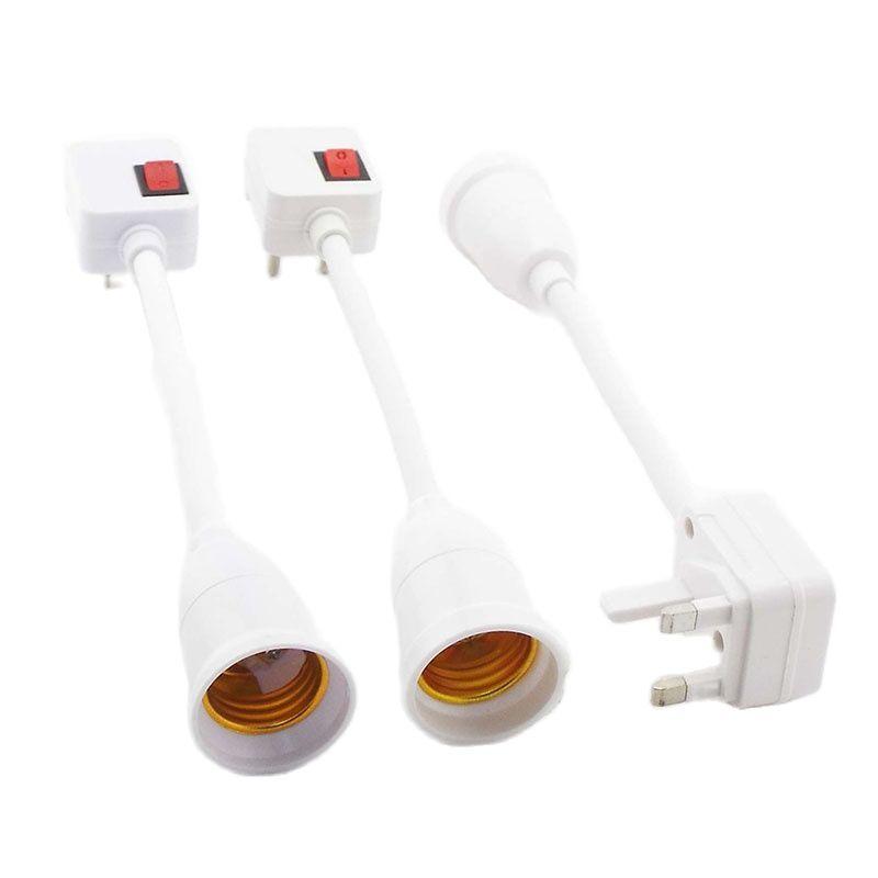 LED Light Bulb E27 Socket Lamp Base Holder Adapter Converter With Switch EU US UK Plug Energy Saving Lampada for Table E2
