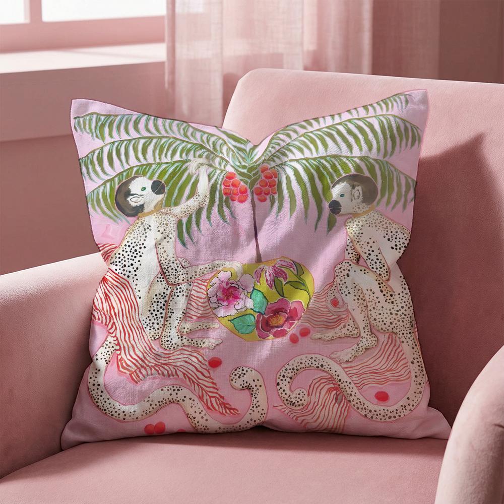 P-Paige G-Gemmel M-Monkey Cushion Cover Multi-Scene Pillow Cover for Home & Car - Reversible, Soft & Durable for Daily Use