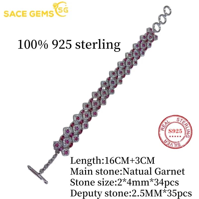 Sace Gems 925 стерлингового серебра 2*4 мм натуральный гранат драгоценный камень браслеты для женщин помолвка коктейль вечеринка изящные ювелирные изделия