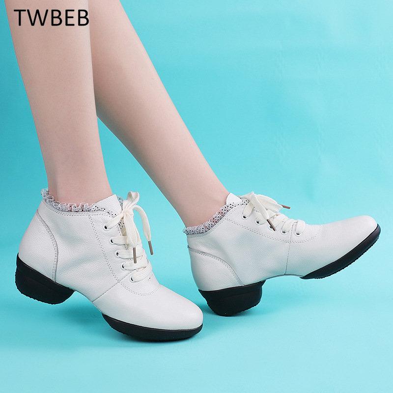 Женские танцевальные туфли из натуральной кожи с мягкой подошвой, женская танцевальная обувь, танцевальная обувь для учителей, танцевальная обувь для бальных джазовых и современных танцев