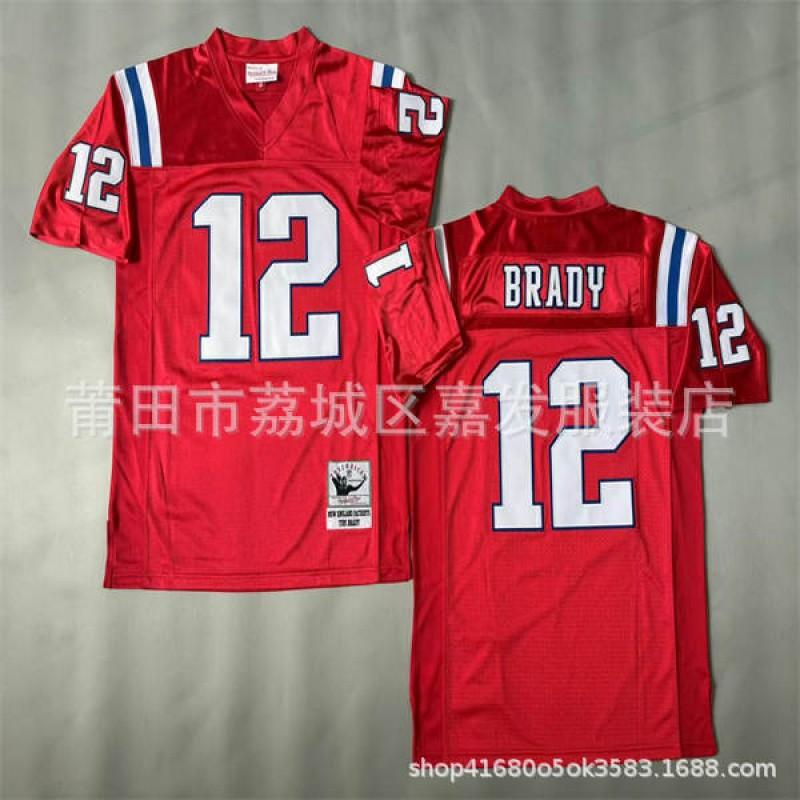 Retro American Football Jersey Mens Cotton T-Shirt Vintage Team Patriot 12 24 28 Short Sleeve Fall