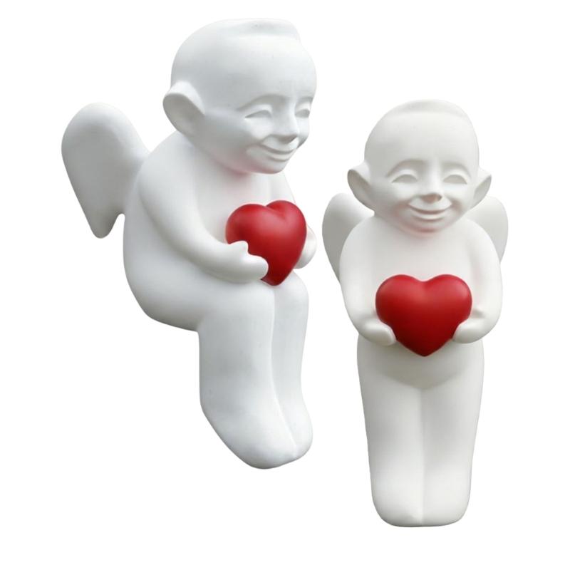 Статуэтка Ангела с сердцем Выражение любви 3D-печатная скульптура Фигурка для декора стола, книжной полки дома и офиса Подарок