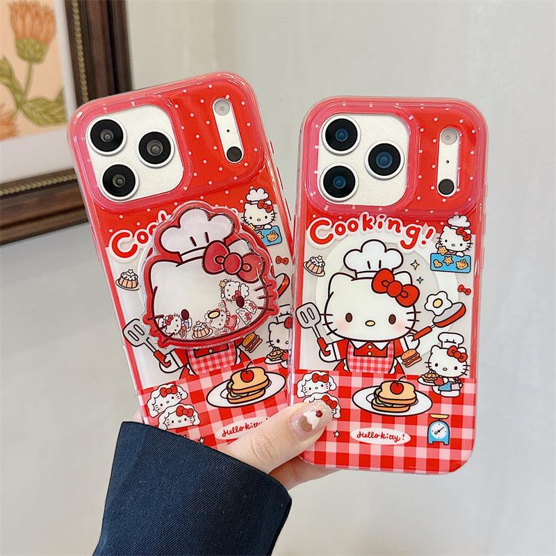 Красный Клетчатый Магнитный Чехол для iPhone с Котом-Шефом для Женщин - Совместим с iPhone 17, 16 Pro Max, 15, 14