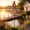 Rustic Metal Dress Lady Shape Plant Trellis Iron Art Flower Climbing Rack  Balcony Garden