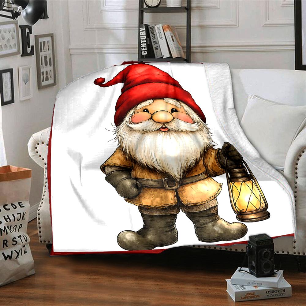 1Pc Christmas Gnome Parade Blanket Soft Throw Blanket For Home Bedroom Bed Sofa Travel Office Solid Christmas Blanket