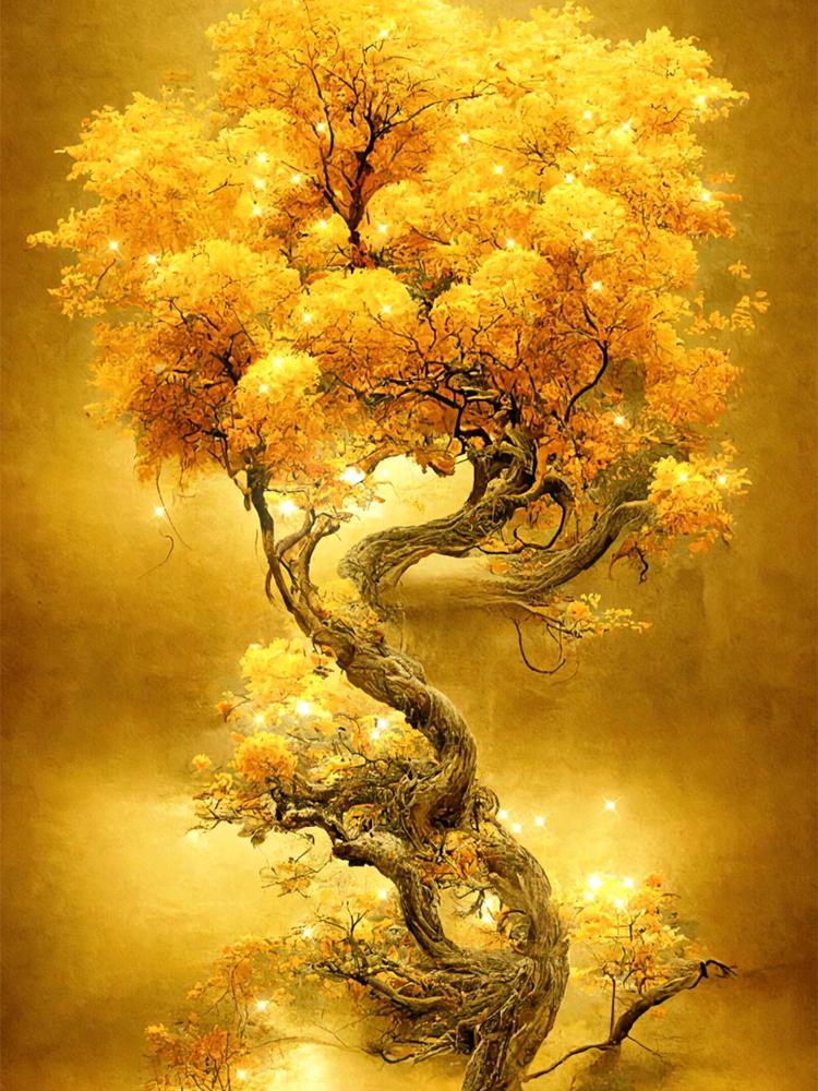 5DDIY Алмазная роспись Денежное дерево Фэнтези Пейзаж Полный Круг Квадратная Мозаика Украшение для дома и гостиной Новый продукт Подарок