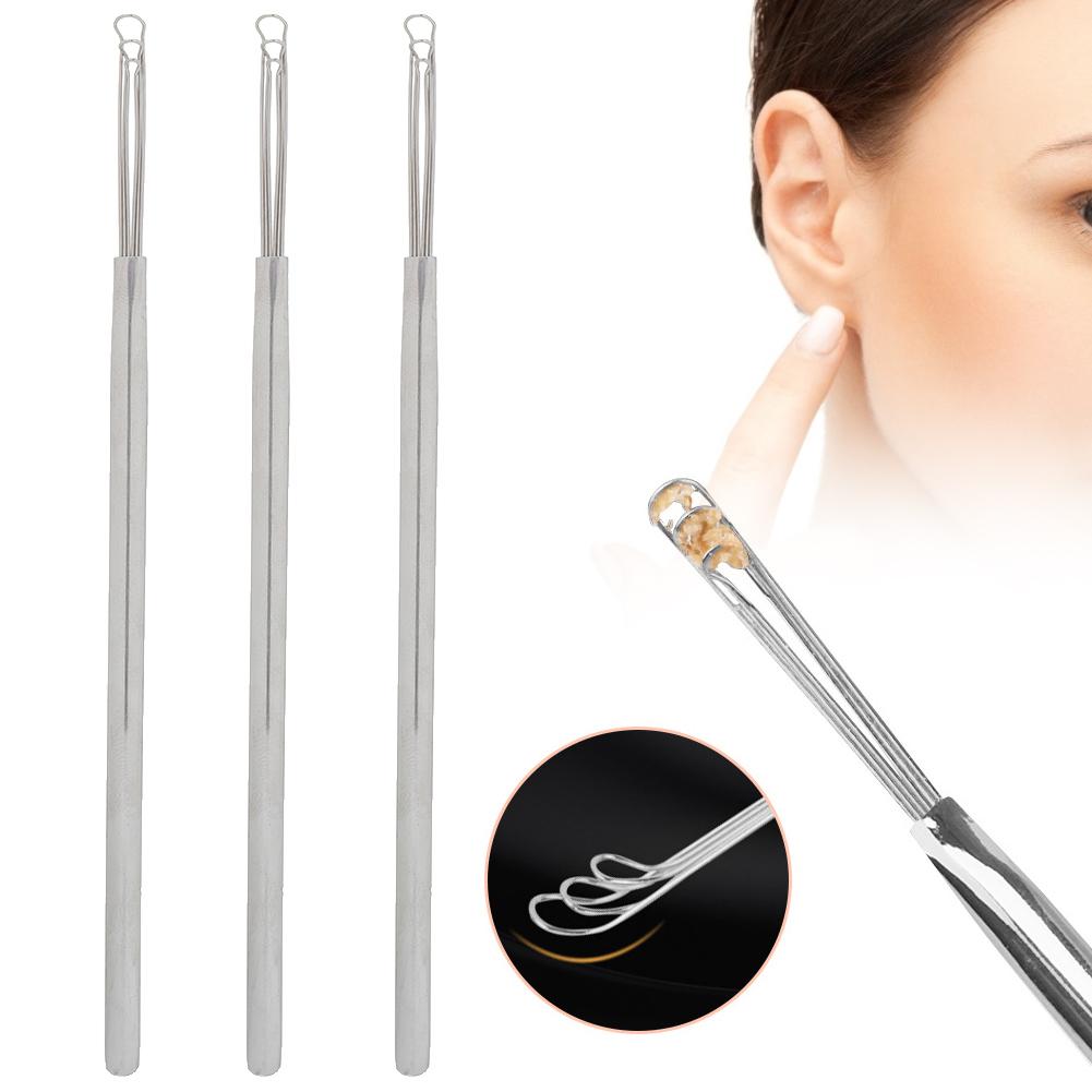 3 шт. Ложка для ушей из нержавеющей стали с тройным кольцом, средство для удаления ушной серы, инструмент для чистки