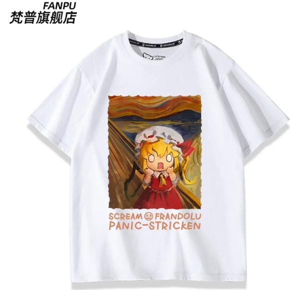Japanese Anime Touhou Project Flandre Short Sleeve Tshirt Summer Cosplay Costume Casual Student Loose Tops New Gifts Fp