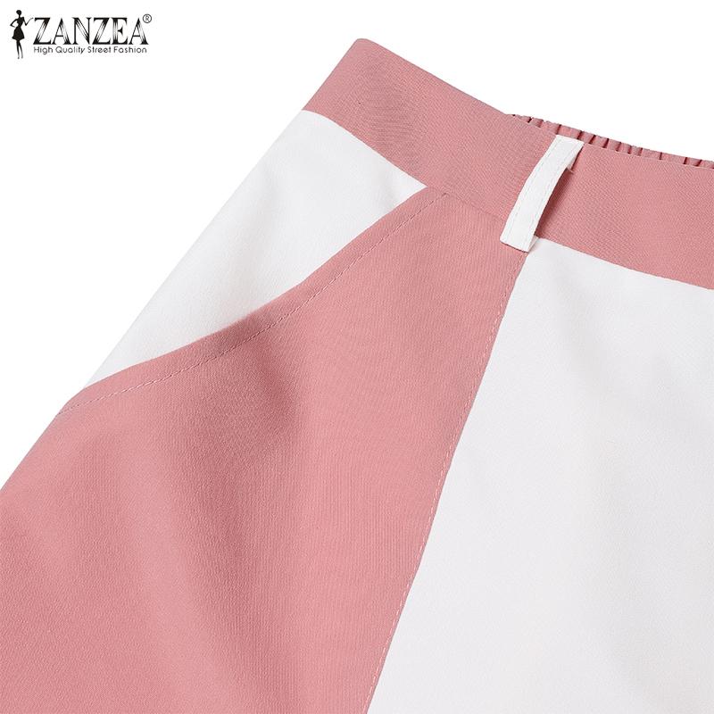 ZANZEA Womens Casual Patchwork Loose Long Cargo Pants